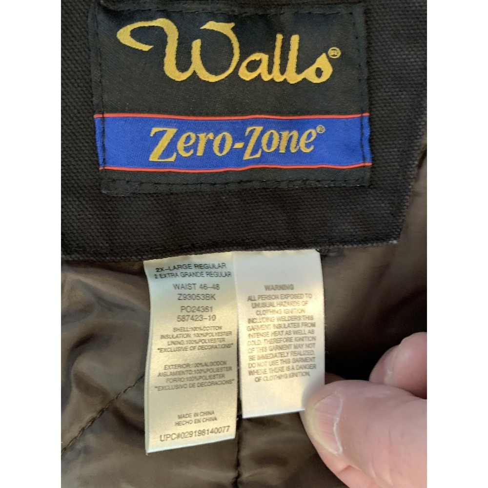 Walls Zero-Zone Bib Overalls Mens 2XL 46-48 Black Insulated Quilt Lined Workwear - Picture 2 of 12